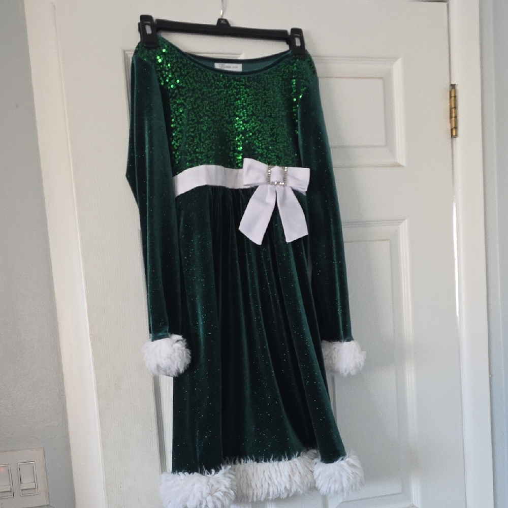 Bonnie Jean Sparkling Green and White Kids Costume Dress